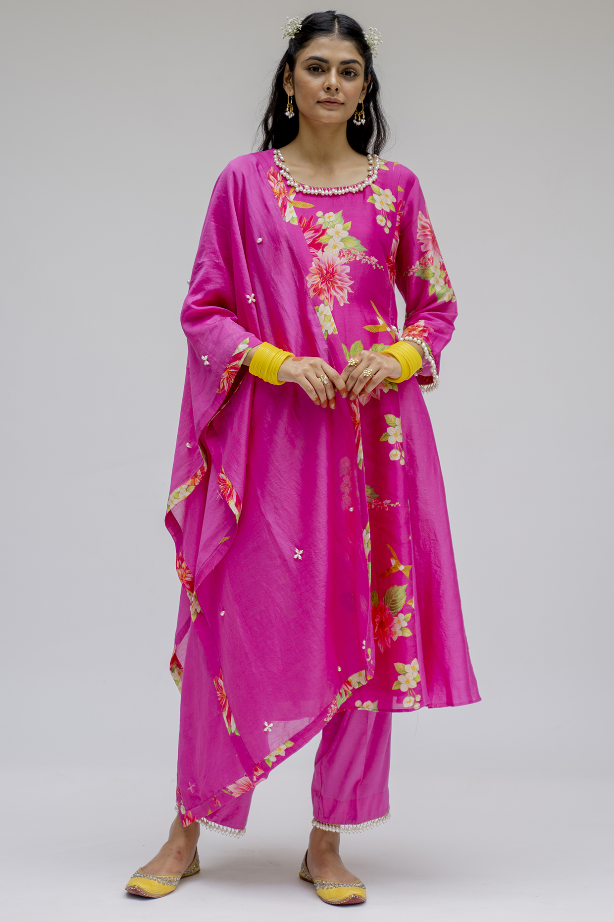 Pink Digital Printed Kurta Set by Chrkha at Pernia's Pop Up Shop