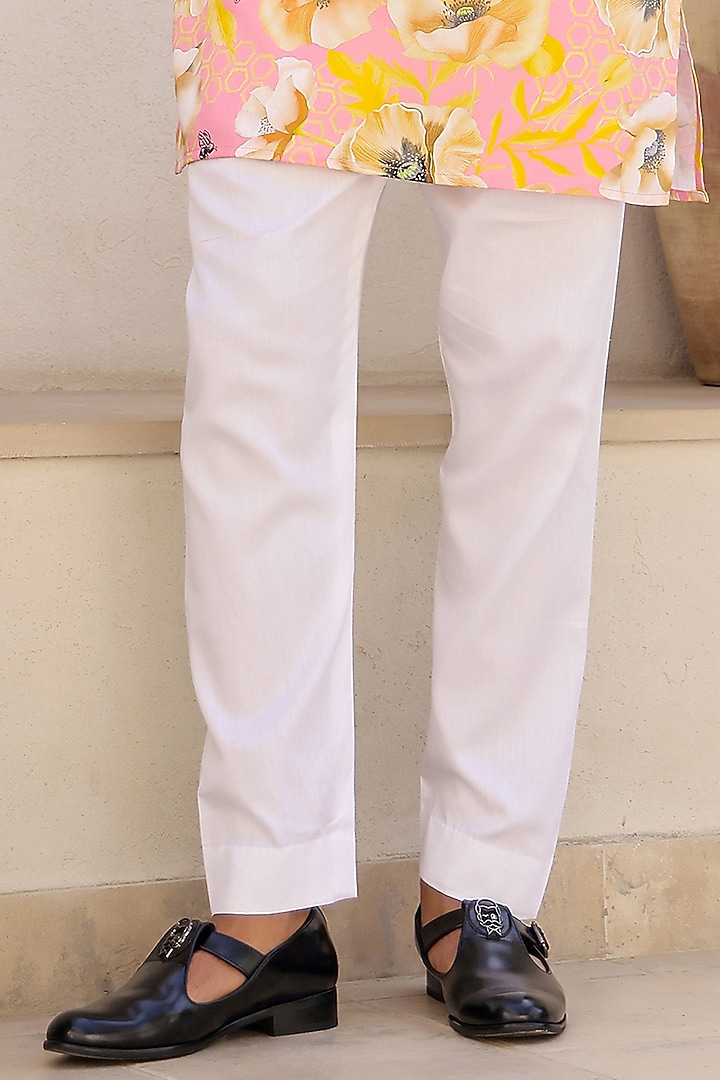 Pink Cotton Satin Floral Printed Short Kurta Set by chrkha men at Pernia's Pop Up Shop