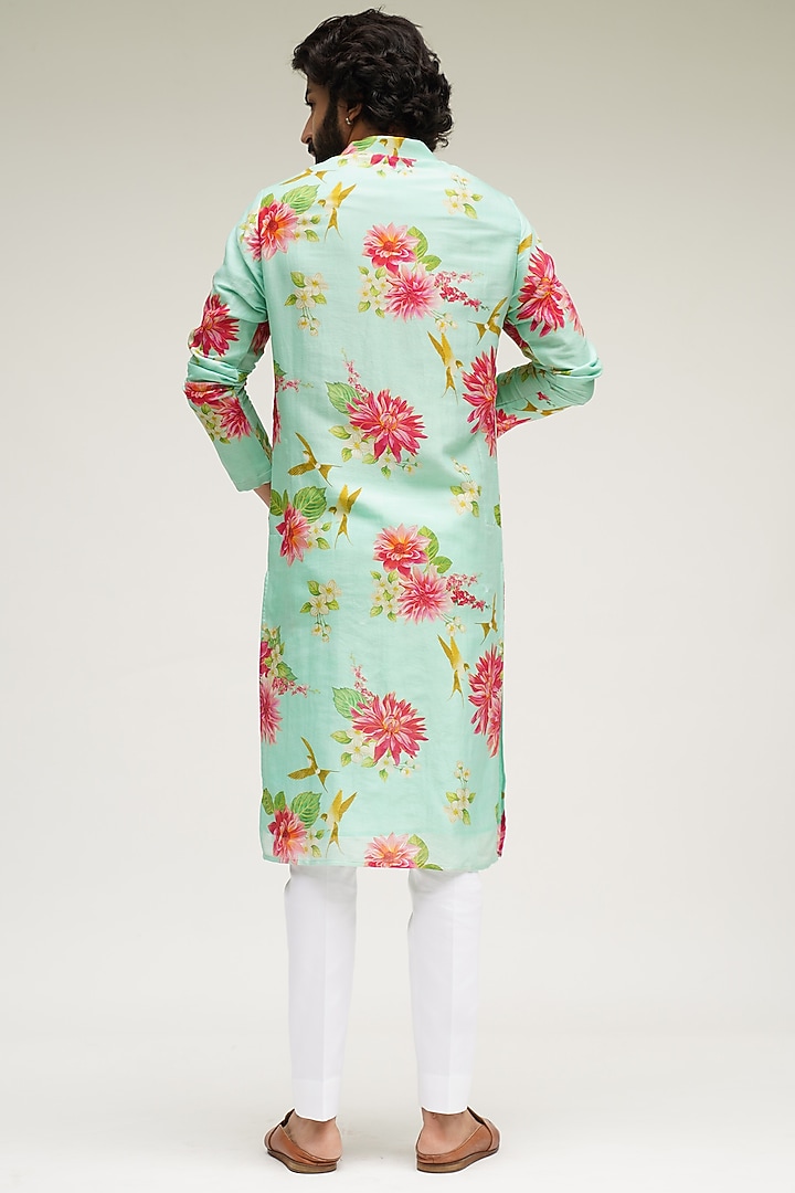 Mint Digital Printed Kurta Set by chrkha men at Pernia's Pop Up Shop