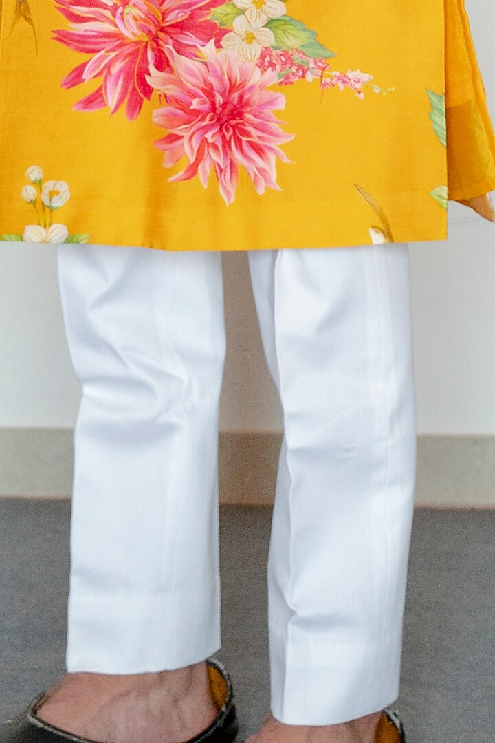 Yellow Digital Printed Achkan Jacket Set by chrkha men at Pernia's Pop Up Shop