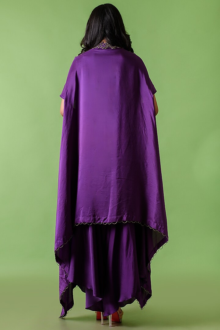 Purple Embroidered Cape Set by The Cherry Tree by Charu Saraogi at Pernia's Pop Up Shop