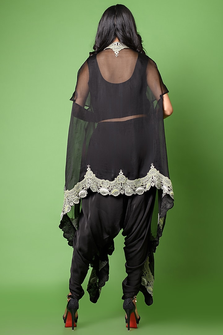 Black Hand Embroidered Cape Set by The Cherry Tree by Charu Saraogi at Pernia's Pop Up Shop