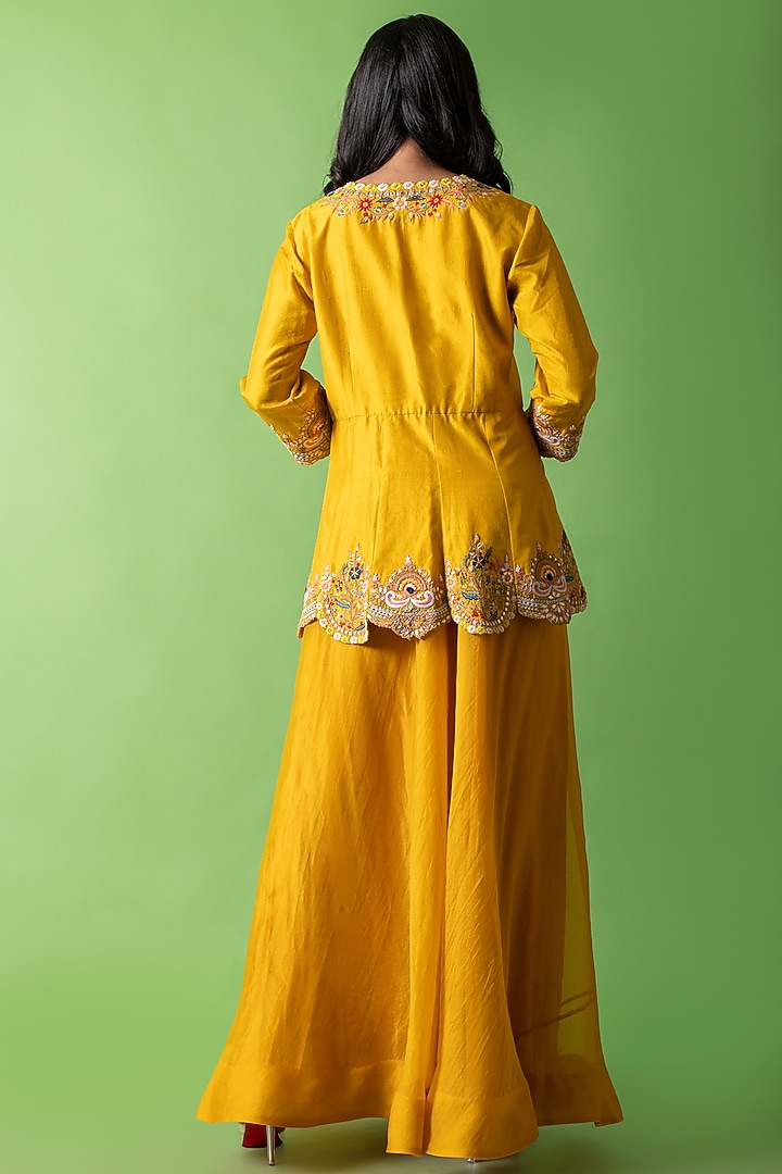 Mustard Organza Skirt Set by The Cherry Tree by Charu Saraogi at Pernia's Pop Up Shop