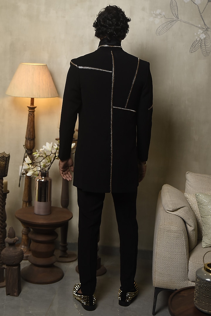 Black Rayon Jacket Set by CHANDRESH NATHANI at Pernia's Pop Up Shop