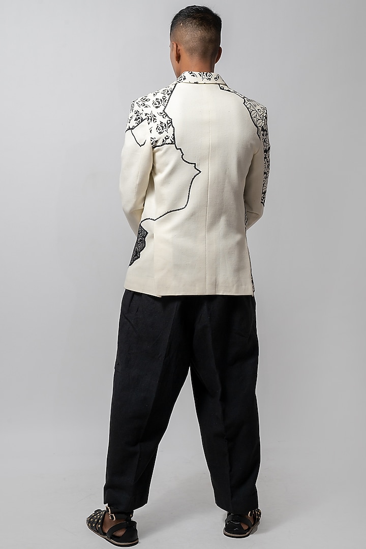 Off-White & Black Embroidered Co-Ord Set by CHANDRESH NATHANI at Pernia's Pop Up Shop