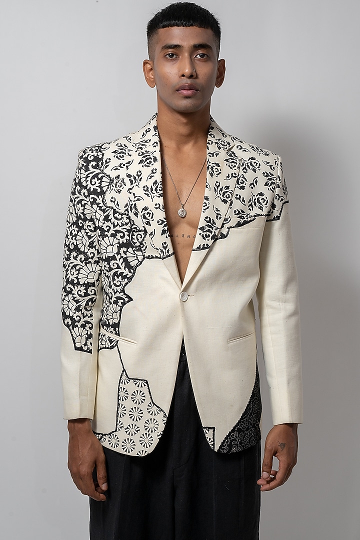 Off-White & Black Embroidered Co-Ord Set by CHANDRESH NATHANI at Pernia's Pop Up Shop
