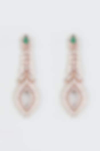 Rose Gold Finish Diamond Dangler Earrings by CHAOTIQ BY ARTI