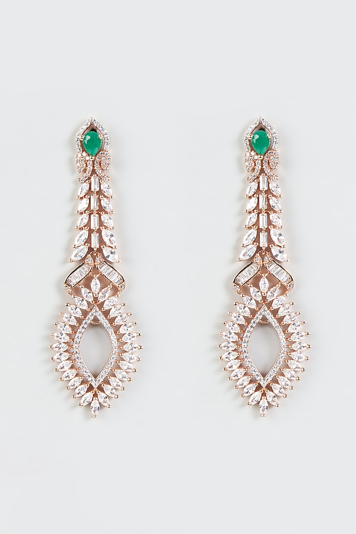 Rose Gold Finish Diamond Dangler Earrings by CHAOTIQ BY ARTI