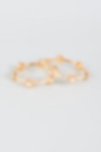 Gold Finish Meenakari Kundan Polki Bangles (Set of 2) by CHAOTIQ BY ARTI at Pernia's Pop Up Shop