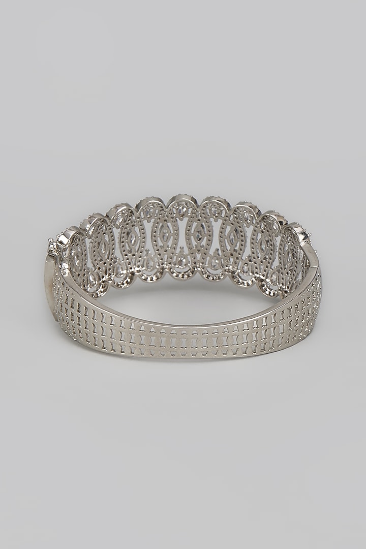 White Rhodium Finish Diamond Openable Bracelet by CHAOTIQ BY ARTI at Pernia's Pop Up Shop