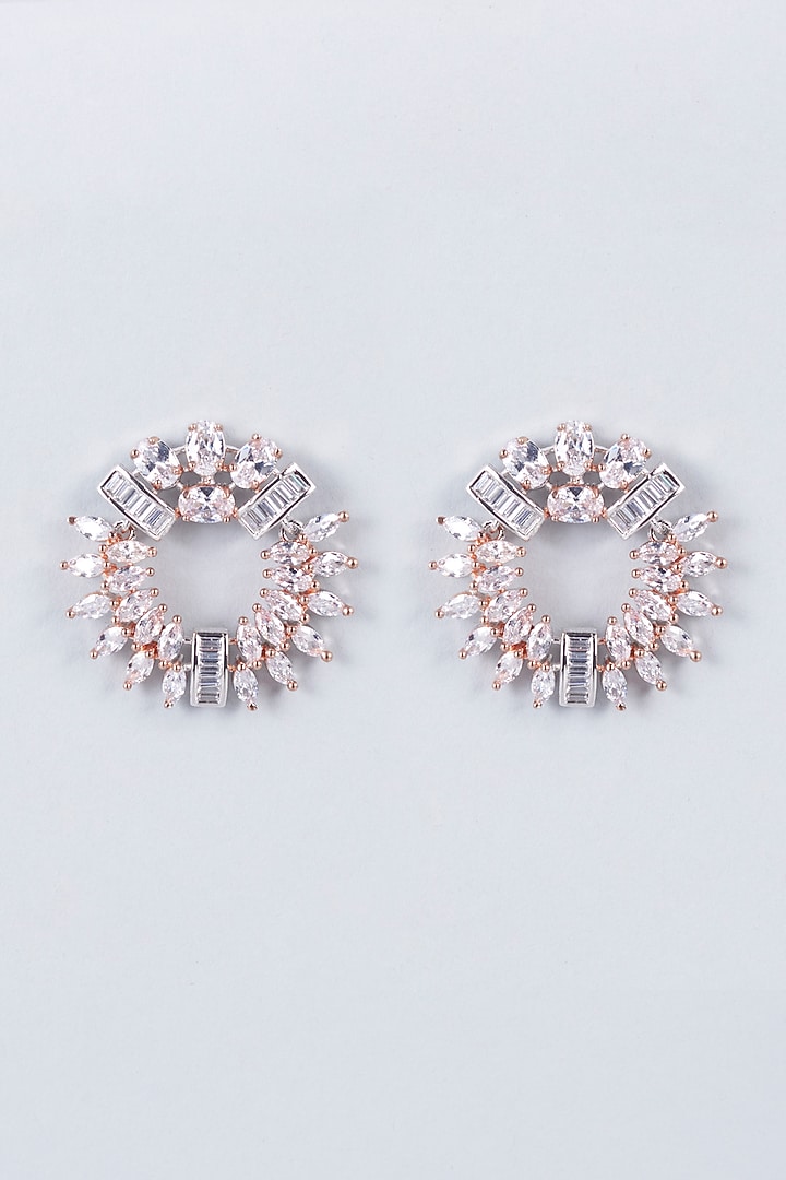 Rose Gold Finish American Diamond Earrings by CHAOTIQ BY ARTI at Pernia's Pop Up Shop