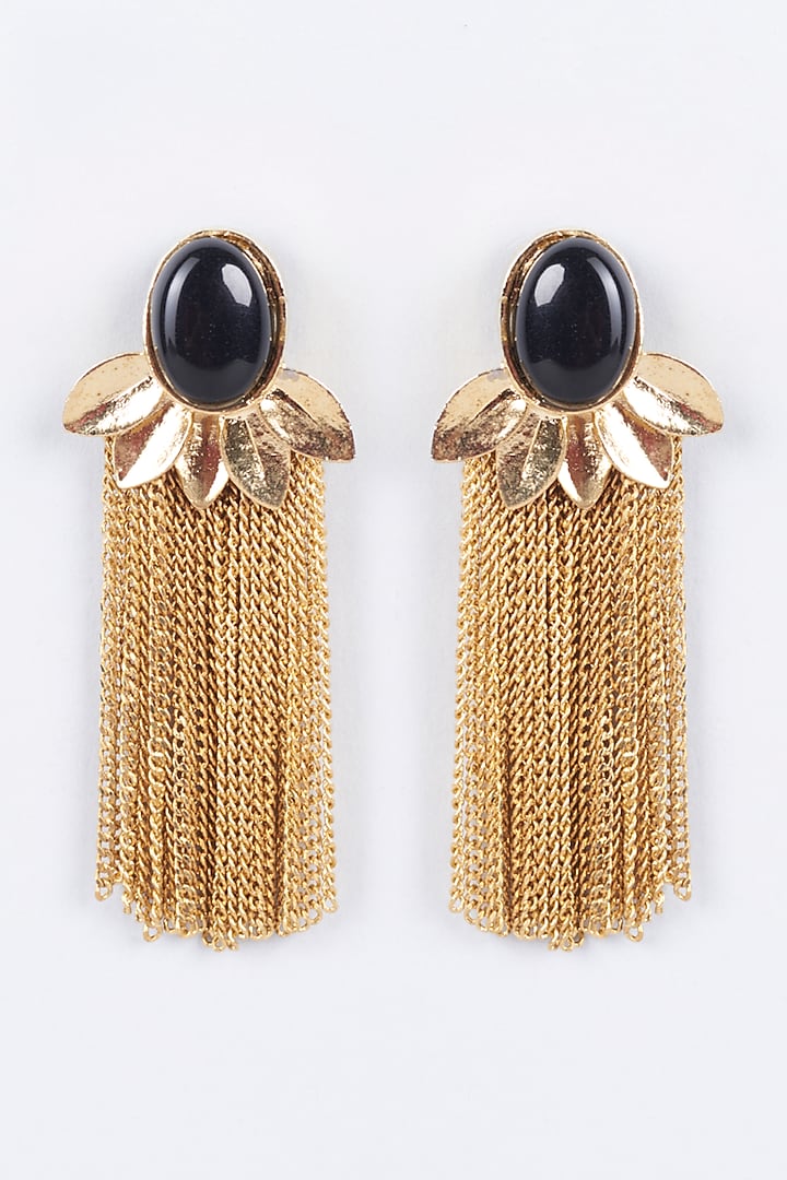 Gold Finish Earrings With Ombre Tassels by CHAOTIQ BY ARTI