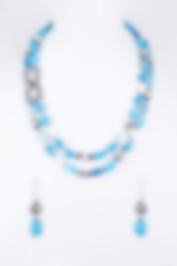 White Finish Beaded Layered Necklace Set by CHAOTIQ BY ARTI at Pernia's Pop Up Shop