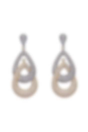 Two Tone Finish American Diamond Long Earrings by CHAOTIQ BY ARTI