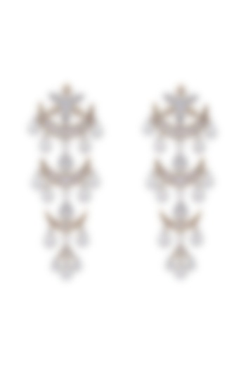 Two Tone Finish Layered Long Earrings by CHAOTIQ BY ARTI at Pernia's Pop Up Shop