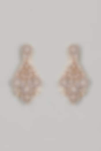 Gold Finish Diamond Dangler Earrings by CHAOTIQ BY ARTI