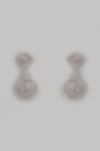 White Finish American Diamond Stud Earrings by CHAOTIQ BY ARTI