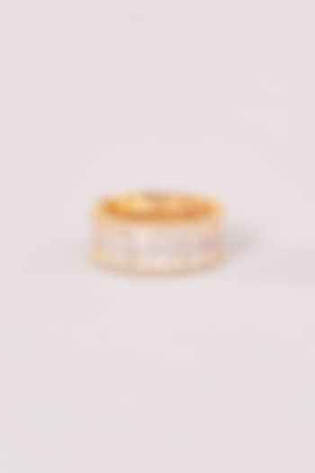 Two-Tone Finish American Diamond Ring by CHAOTIQ BY ARTI at Pernia's Pop Up Shop