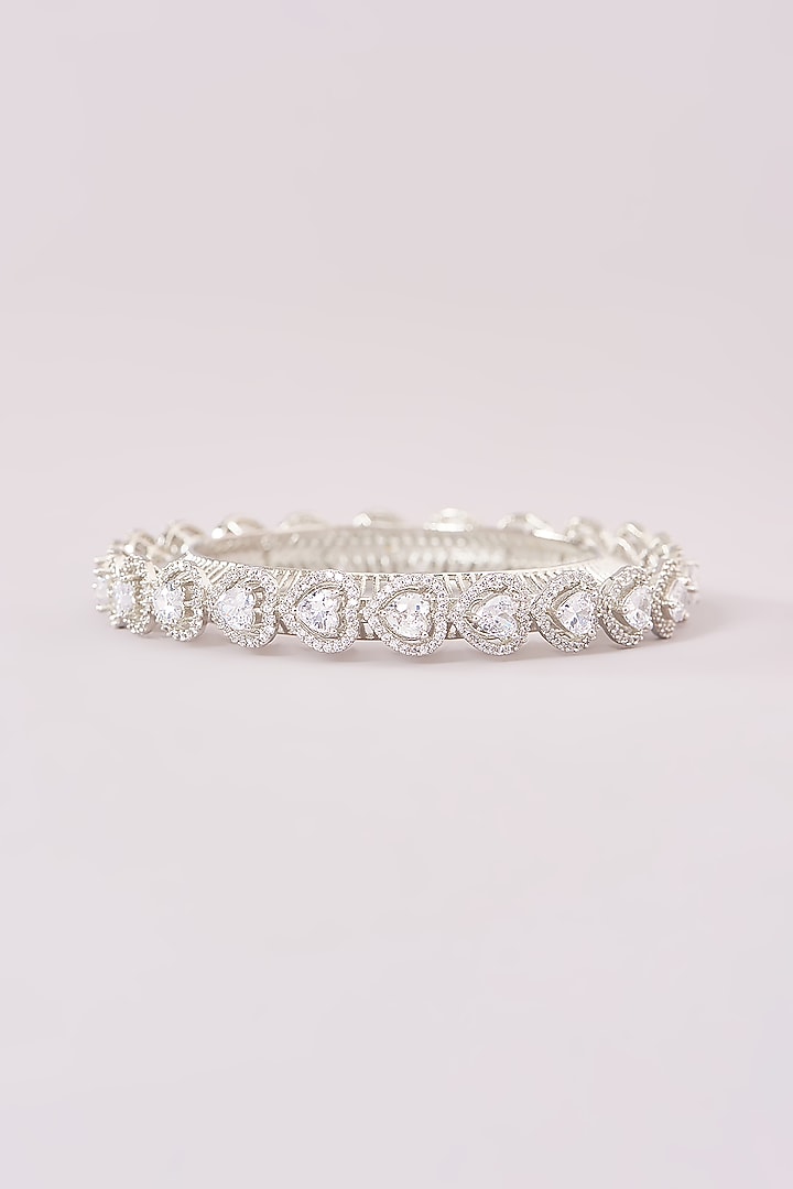 White Rhodium Finish American Diamond Bangle by CHAOTIQ BY ARTI at Pernia's Pop Up Shop
