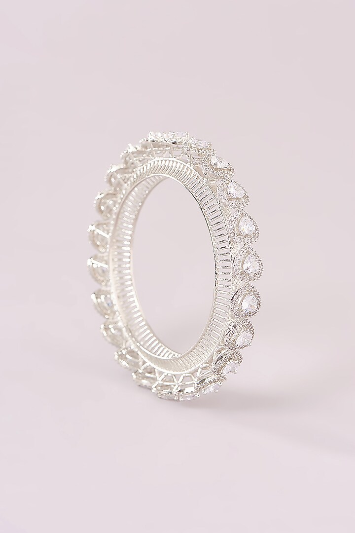 White Rhodium Finish American Diamond Bangle by CHAOTIQ BY ARTI at Pernia's Pop Up Shop