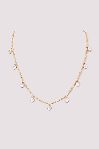 Gold Finish Kundan Polki Necklace by CHAOTIQ BY ARTI