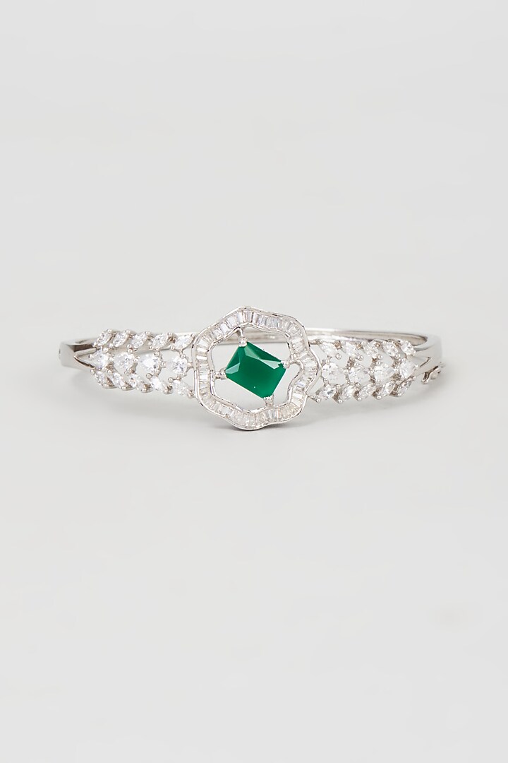 White Finish Diamond & Emerald Bracelet by CHAOTIQ BY ARTI