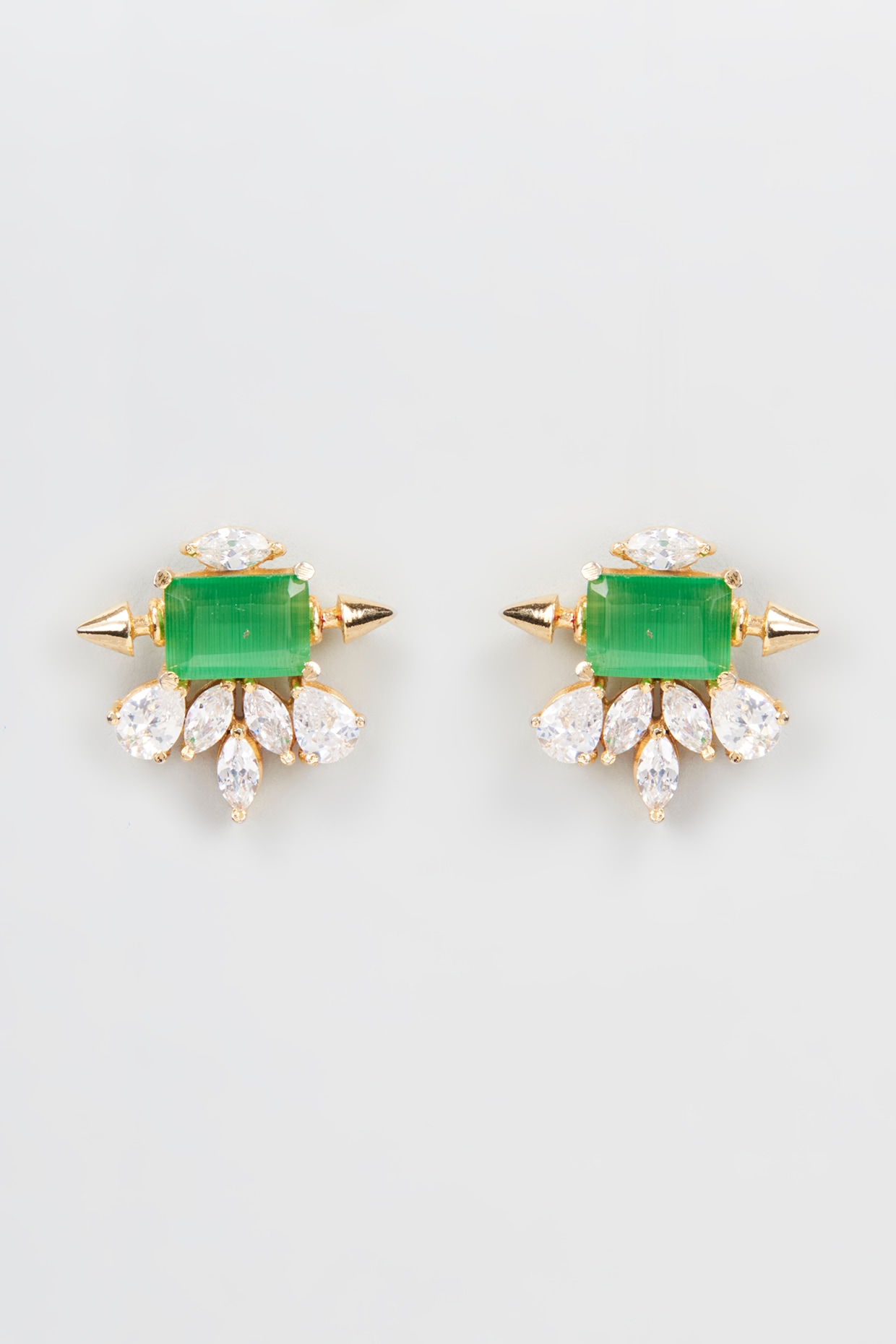 Emerald stud sale earrings gold