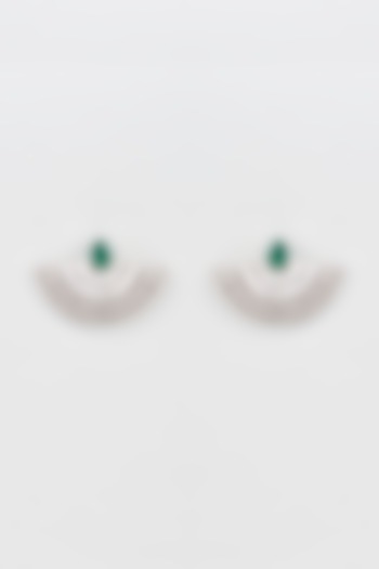 White Finish Diamond Stud Earrings by CHAOTIQ BY ARTI at Pernia's Pop Up Shop