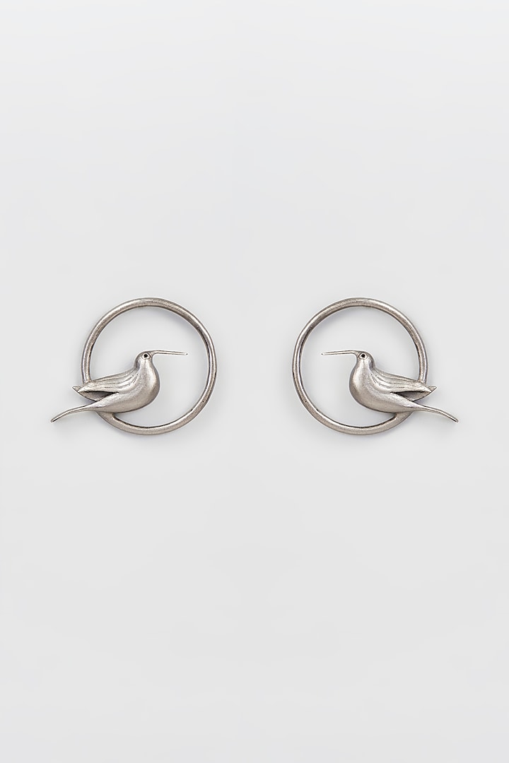 Black Rhodium Finish Stud Earrings by CHAOTIQ BY ARTI