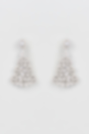 White Finish Diamond Dangler Earrings by CHAOTIQ BY ARTI