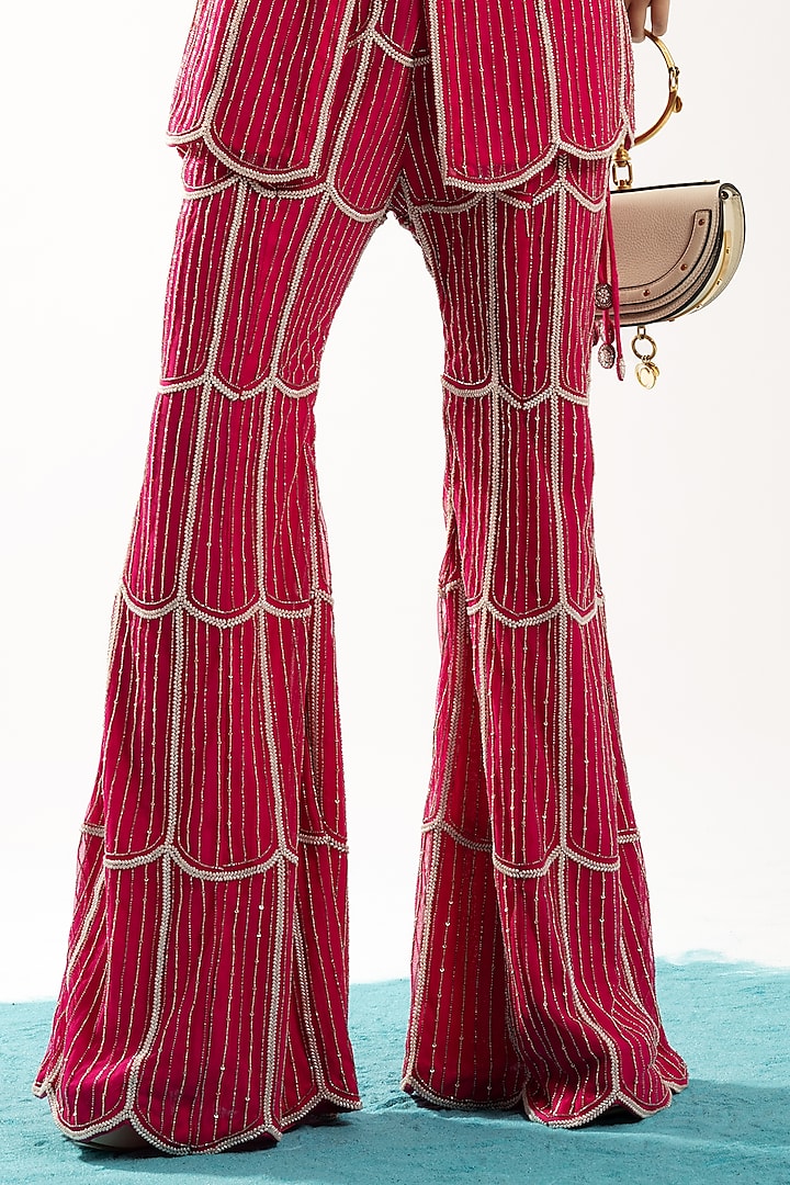 Fuschia Net Jacket Set by Charu & Vasundhara at Pernia's Pop Up Shop