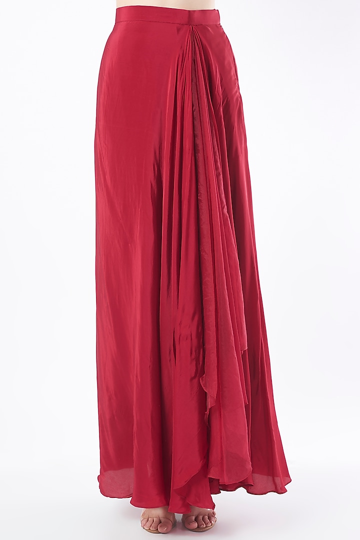 Burgundy Hand Embroidered Lehenga Set by Charu & Vasundhara at Pernia's Pop Up Shop