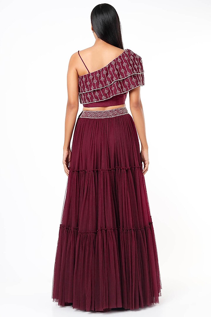 Wine Net Skirt Set by Charu & Vasundhara at Pernia's Pop Up Shop