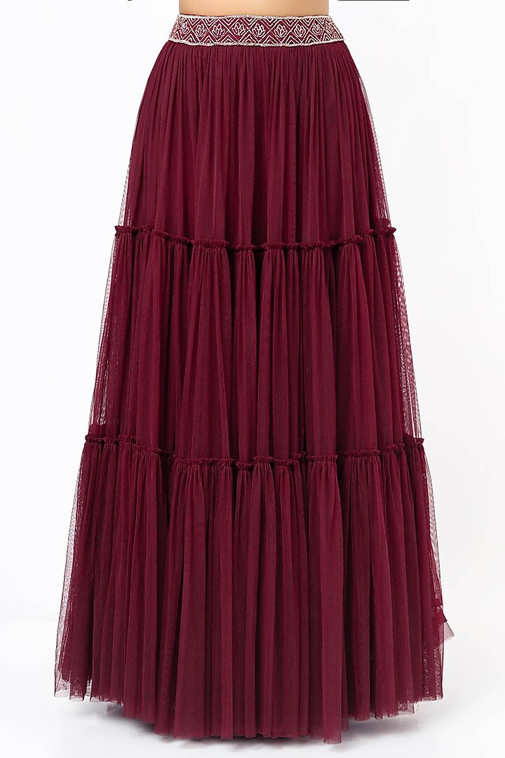 Wine Net Skirt Set by Charu & Vasundhara at Pernia's Pop Up Shop