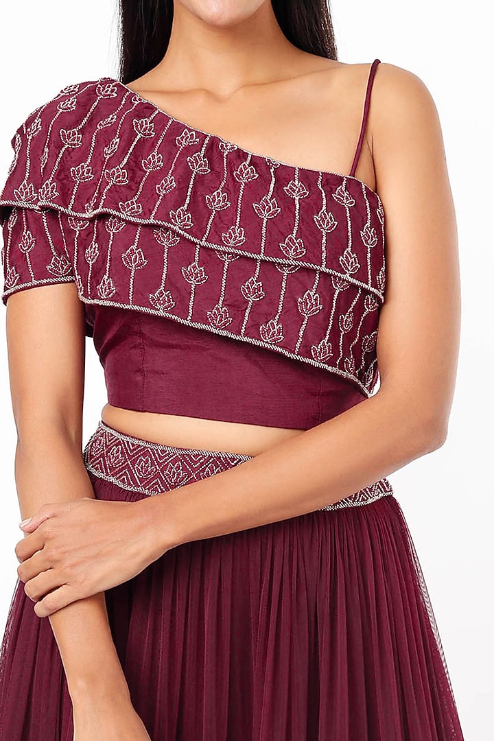 Wine Net Skirt Set by Charu & Vasundhara at Pernia's Pop Up Shop
