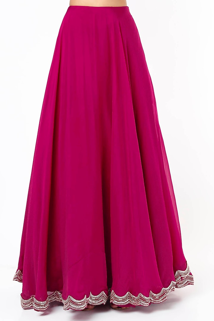 Fuchsia Organza Jacket Wedding Lehenga Set by Charu & Vasundhara at Pernia's Pop Up Shop