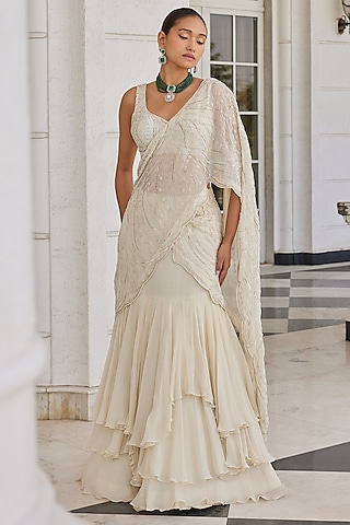 White Net Saree PWS-001  Bridal sarees south indian, Saree, Fancy