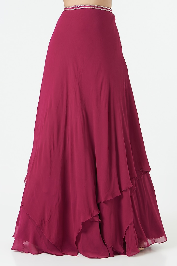 Fuchsia Georgette Wedding Lehenga Set by Charu & Vasundhara at Pernia's Pop Up Shop