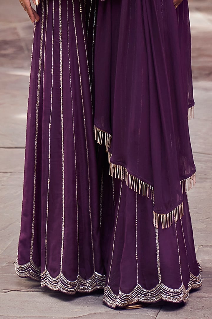Purple Organza Wedding Sharara Set by Charu & Vasundhara at Pernia's Pop Up Shop