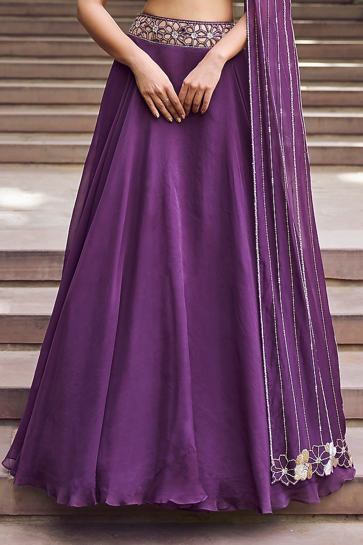 Purple Organza Wedding Lehenga Set by Charu & Vasundhara at Pernia's Pop Up Shop