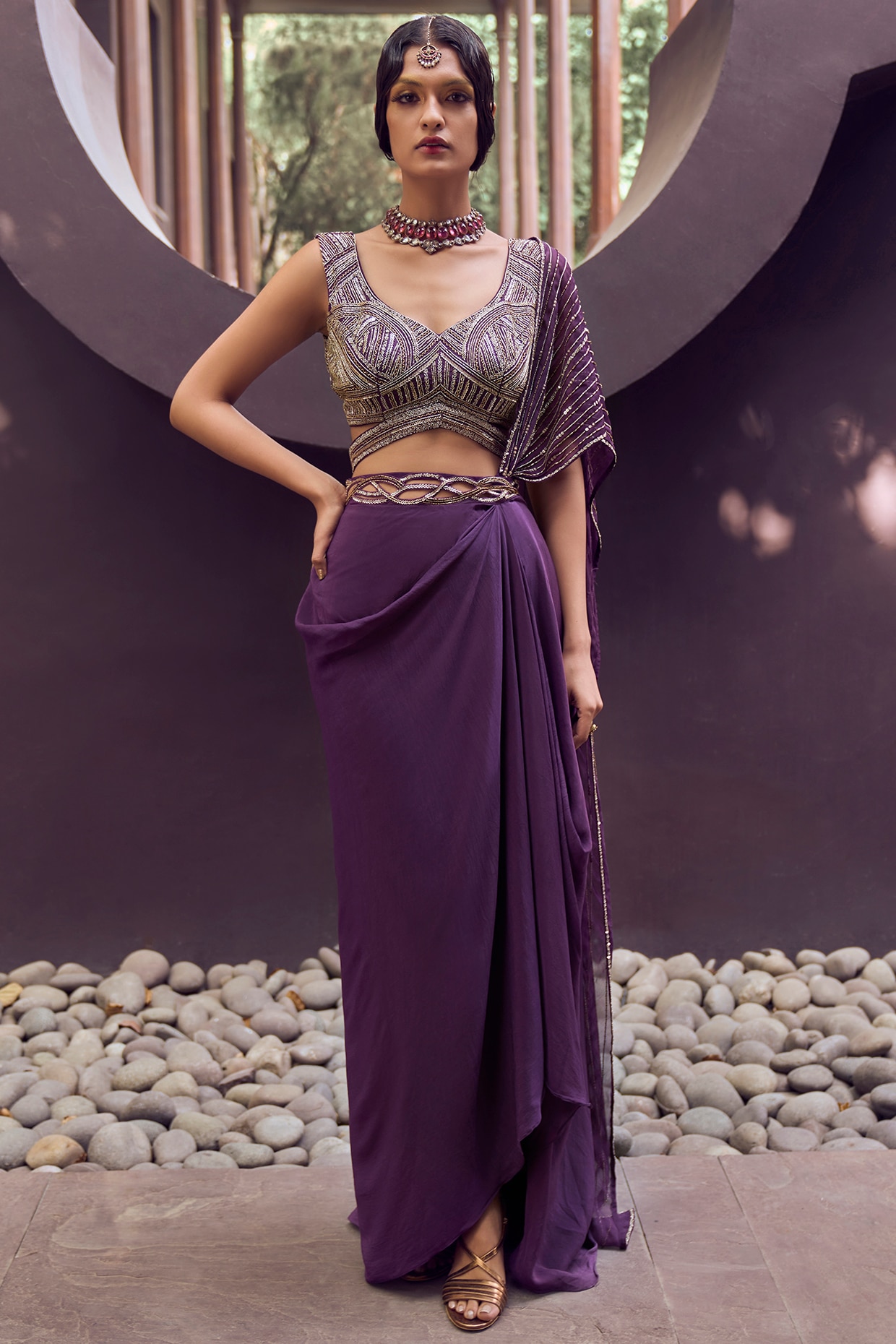 Buy Ravishing Grey Crepe Designer Lehenga Choli - Inddus.com