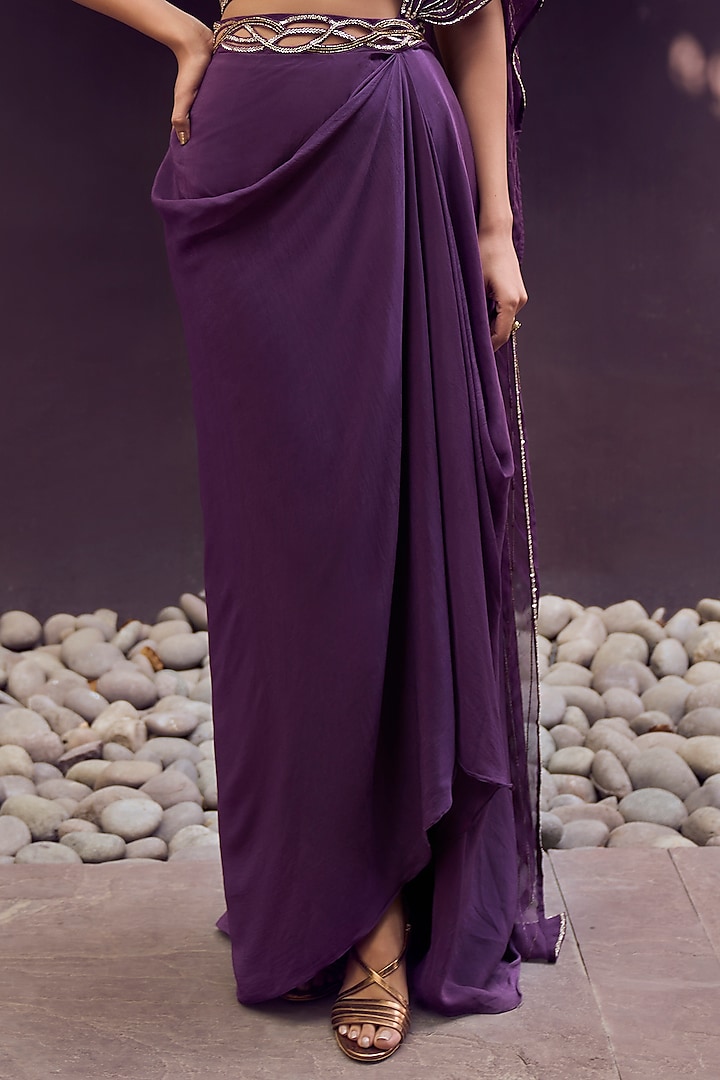 Purple Crepe Wedding Lehenga Set by Charu & Vasundhara at Pernia's Pop Up Shop