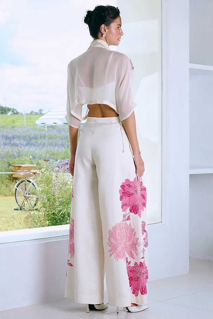 Ivory Organza Embroidered Co-Ord Set by Charu & Vasundhara at Pernia's Pop Up Shop