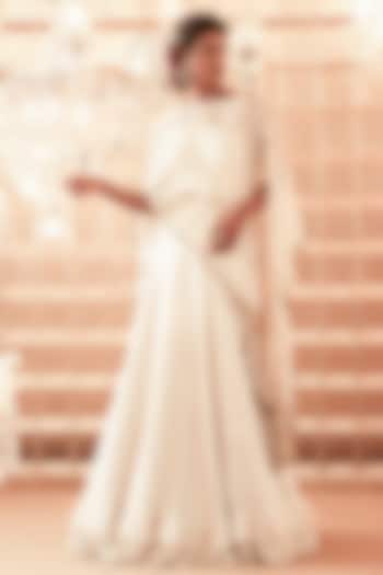 Ivory Organza Frilled Skirt Set by Charu & Vasundhara at Pernia's Pop Up Shop