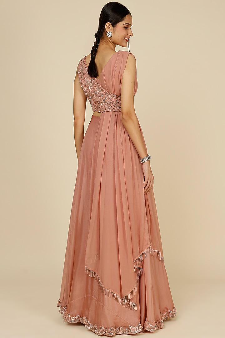 Blush Pink Embroidered Jacket Wedding Lehenga Set by Charu & Vasundhara at Pernia's Pop Up Shop