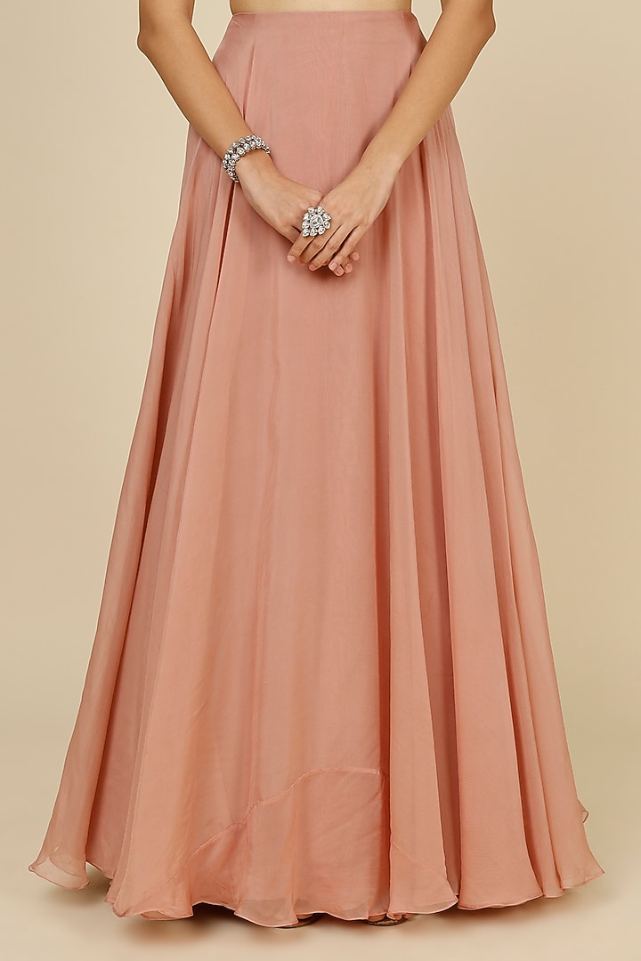 Blush Pink Organza Wedding Lehenga Set by Charu & Vasundhara at Pernia's Pop Up Shop
