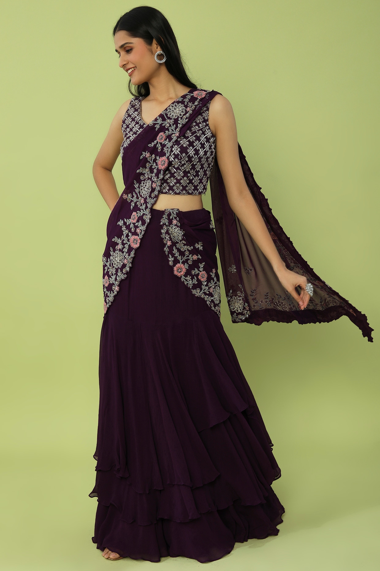 Stylish Purple Colored Designer Lehenga Choli