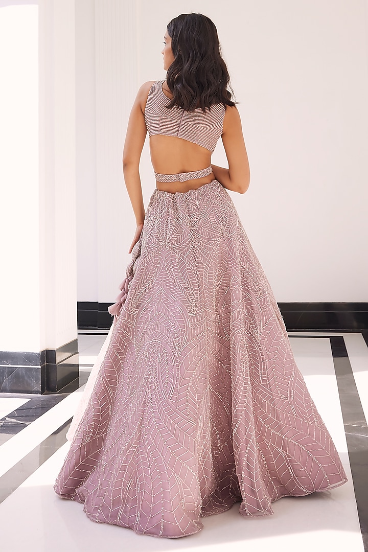 Lilac Pink Embroidered Wedding Lehenga Set by Charu & Vasundhara at Pernia's Pop Up Shop