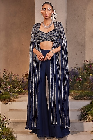 Blue lurex pants and cape set  Indian dress up, Pretty prom