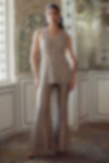 Golden Tissue Wedding Sharara Set by Charu & Vasundhara at Pernia's Pop Up Shop